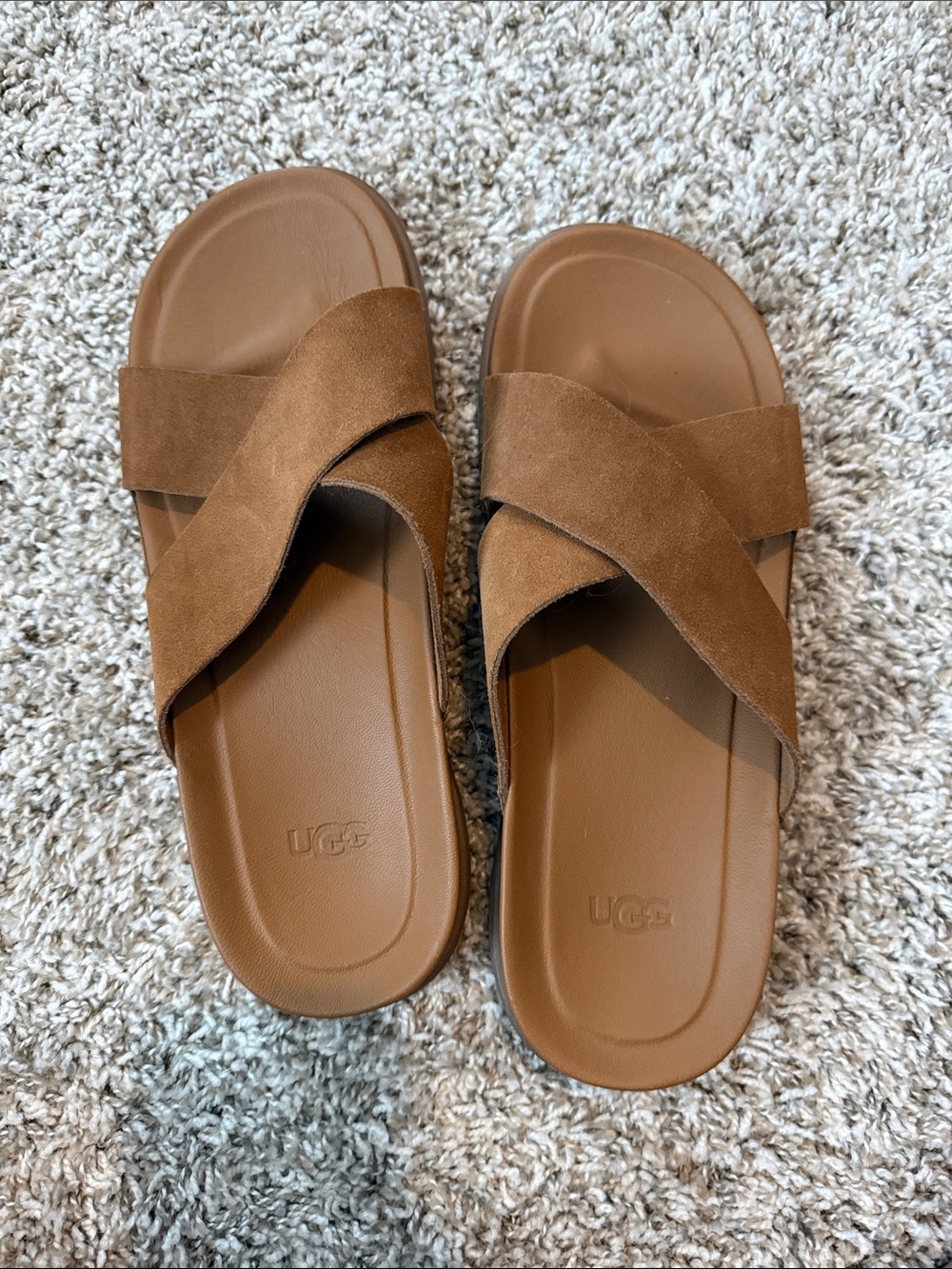 UGG Chestnut Suede Crisscross Slide Sandals